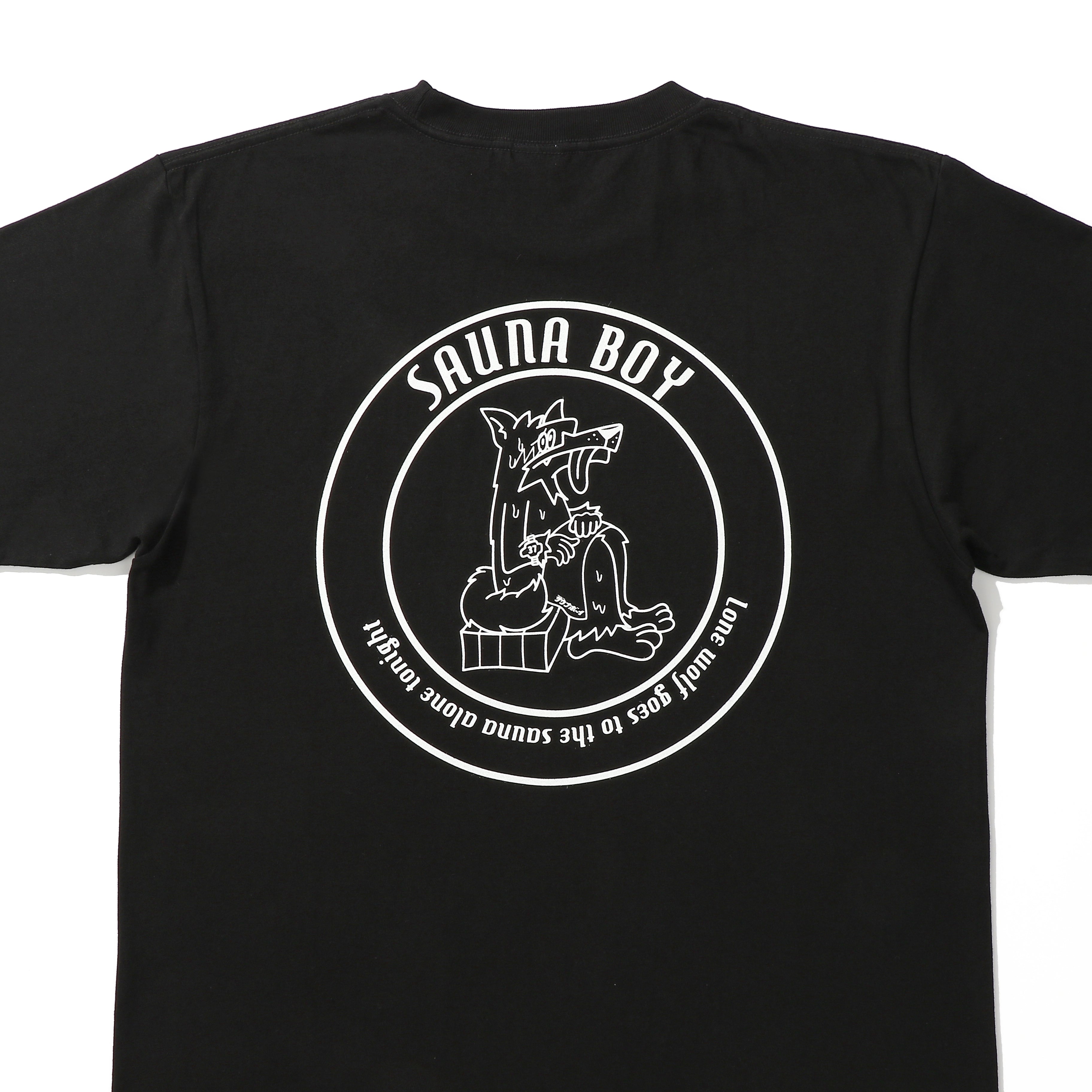 サウナオオカミ モノクロ 半袖Tシャツ
