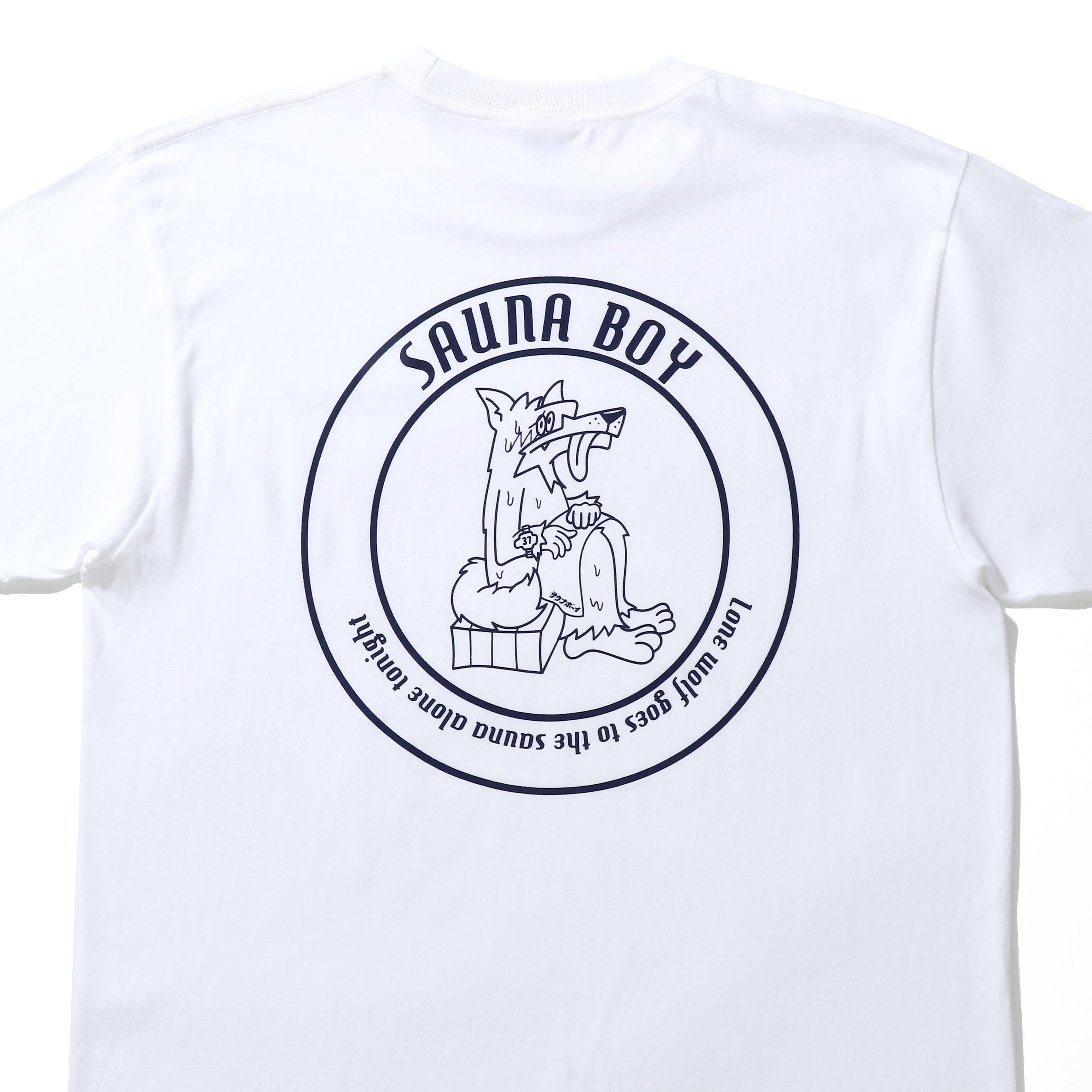 サウナオオカミ モノクロ 半袖Tシャツ