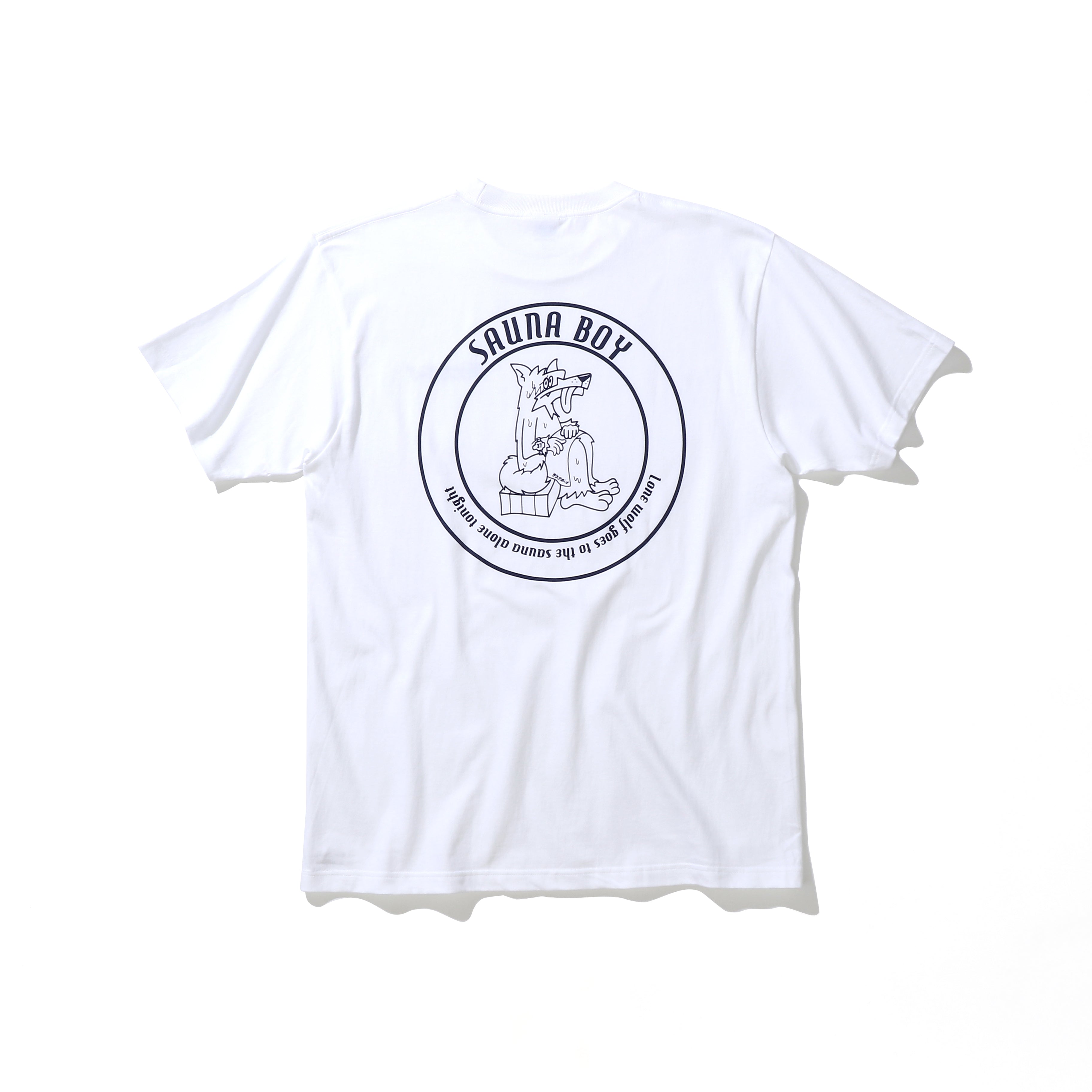 サウナオオカミ モノクロ 半袖Tシャツ