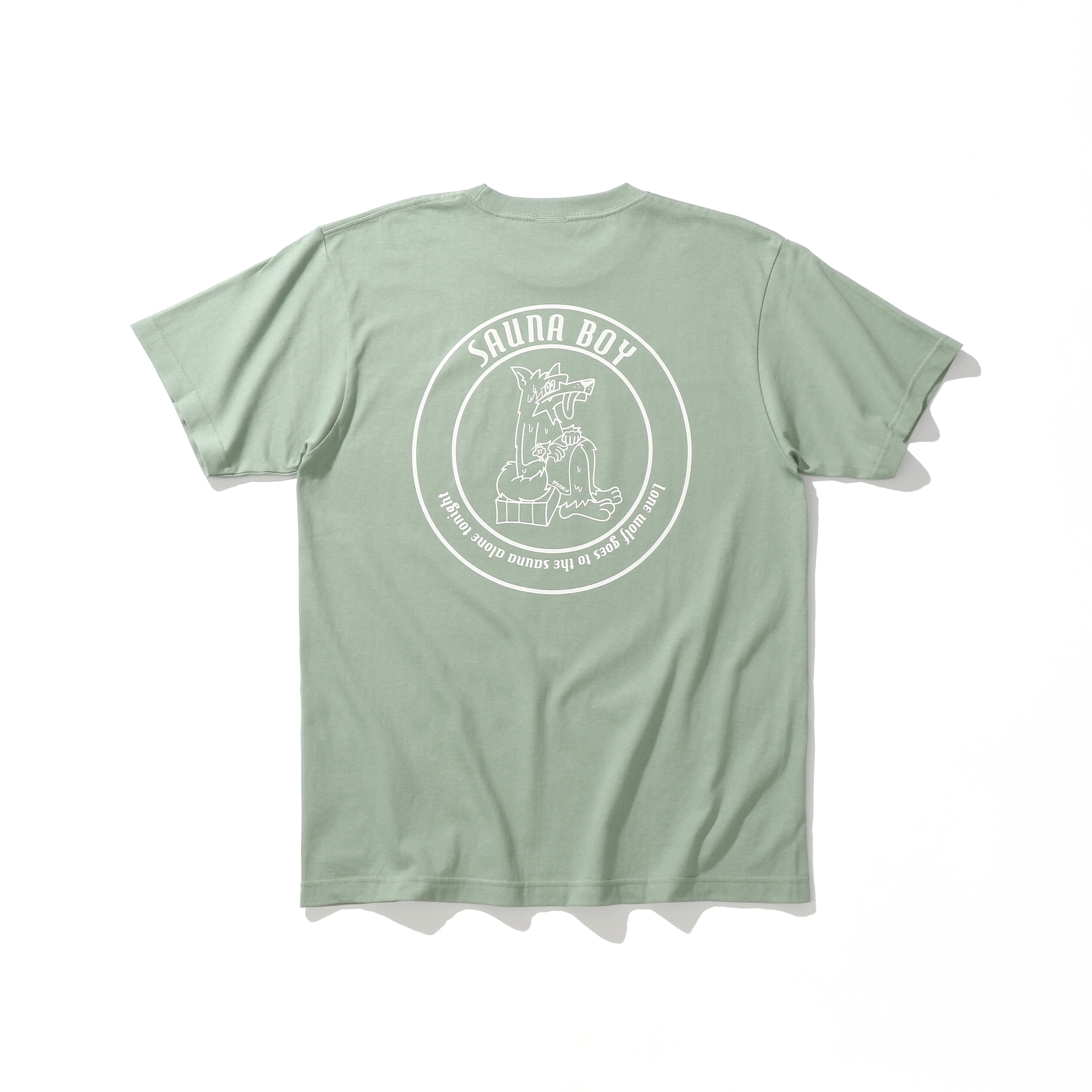 サウナオオカミ モノクロ 半袖Tシャツ